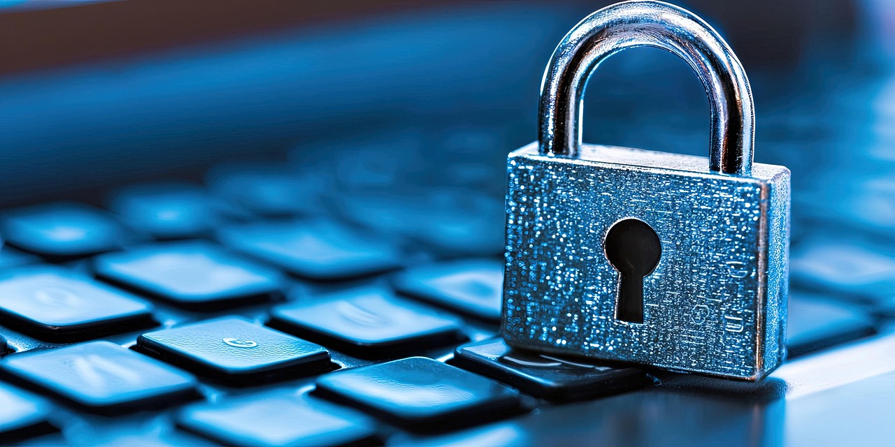 ai generated, lock, encryption, cybersecurity, security, laptop, computer, technology, business, data